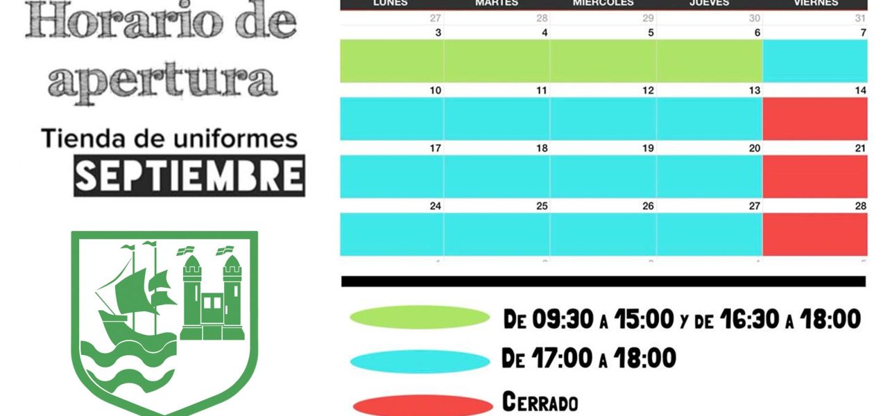 Horario especial tienda de uniformes